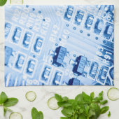 Blaues Computermotherboardmuster Handtuch (Gefaltet)