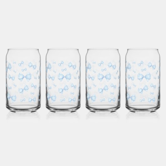 Blaues Coquette Bow Muster Dosenglas (Vorderseite)