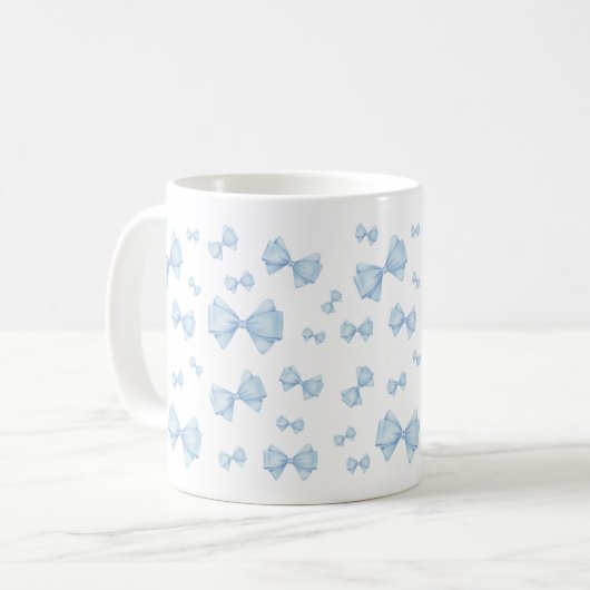 Blaues Coquette Bow Muster Kaffeetasse (Vorderseite Links)