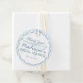 Blaues Coquette-Bow-Pastellfarben Streifen-Brautpa Geschenkanhänger (Beispiel)