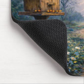 Blaues Cottage-Vogelhaus-Sturm-Mauspad Mousepad (Ecke)