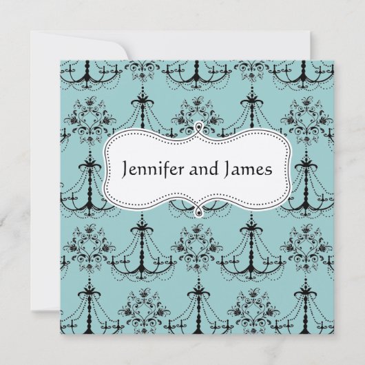 Blaues Creme-Kronleuchter-Save-The-Date Save The Date (Vorderseite)