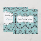Blaues Creme-Kronleuchter-Save-The-Date Save The Date (Vorne/Hinten)