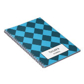 Blaues Cyan Diamond Geometric Muster kundenspezifi Notizblock (Rechte Seite)