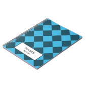 Blaues Cyan Diamond Geometric Muster kundenspezifi Notizblock (Linke Seite)