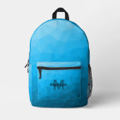 Blaues cyan geometrisches Maschenmuster Monogram Bedruckter Rucksack (Vorderseite)
