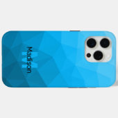 Blaues cyan geometrisches Maschenmuster Monogram Case-Mate iPhone Hülle (Rückseite (Horizontal))