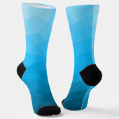 Blaues cyan geometrisches Maschenmuster Monogramm Socken (Gewinkelt)