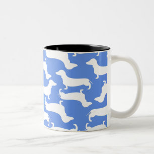 Blaues Dackel-Muster-perfektes Geschenk für Zweifarbige Tasse