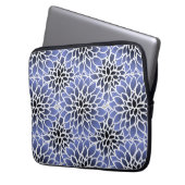 Blaues Dahlia-Muster Laptopschutzhülle (Vorderseite Links)