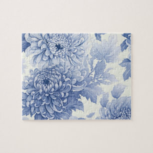 Blaues Dahlia-Toilmuster Puzzle
