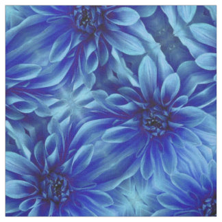 Blaues Dahlie-Blumen-Muster Stoff