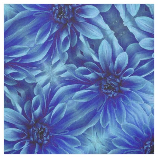 Blaues Dahlie-Blumen-Muster Stoff (Muster)