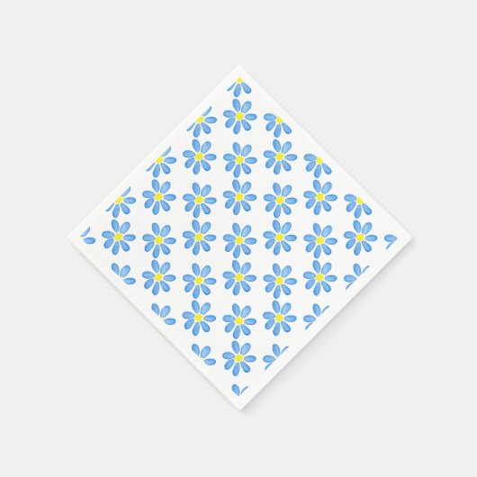 Blaues Daisy-Watercolor-Muster Serviette (Ecke)