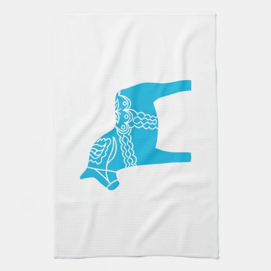 Blaues Dala Pferd Handtuch (Vertikal)