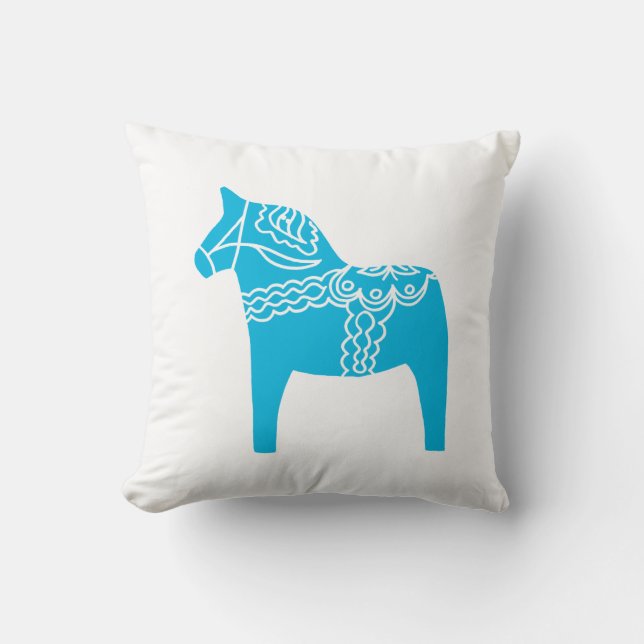 Blaues Dala Pferd Kissen (Vorderseite)