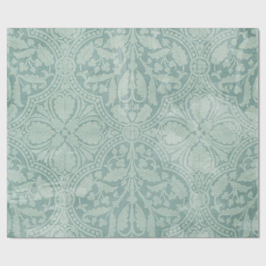 Blaues Damask Lace Print Fabric Patt Wrapping Pape Geschenkpapier (Flach)