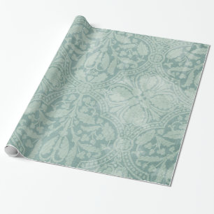 Blaues Damask Lace Print Fabric Patt Wrapping Pape Geschenkpapier