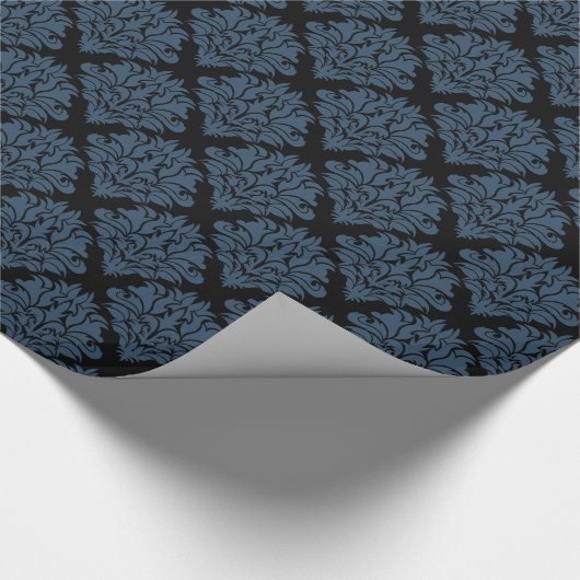 Blaues Damaskop-Geschenkpapier Geschenkpapier (Ecke)