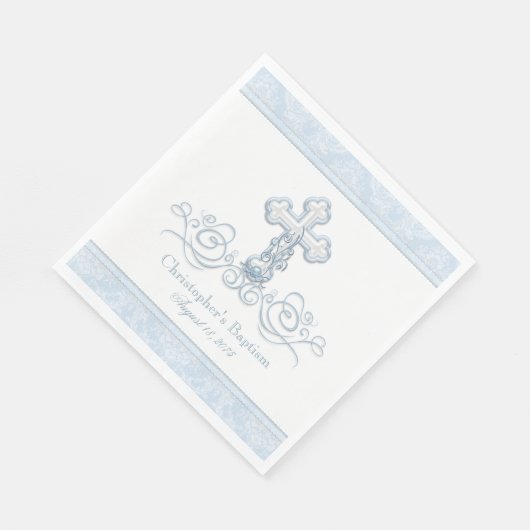 Blaues Damaskus-Kreuz-Taufgemeinschaft Napkins Serviette (Ecke)