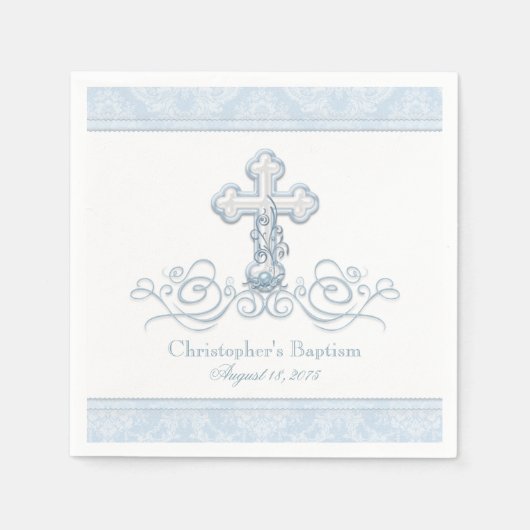 Blaues Damaskus-Kreuz-Taufgemeinschaft Napkins Serviette (Vorderseite)