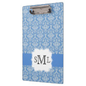 Blaues Damast-Monogramm-Gewohnheits-Klemmbrett Klemmbrett (Links)