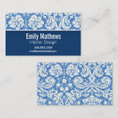 Blaues Damast-Muster Visitenkarte (Vorne/Hinten)
