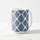 blaues Damastdesign Kaffeetasse (VorderseiteRechts)