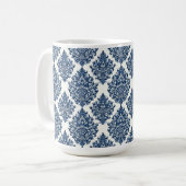 blaues Damastdesign Kaffeetasse (Vorderseite Links)