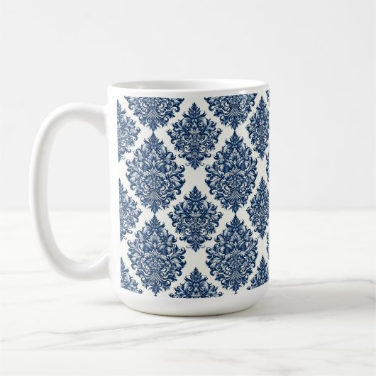 blaues Damastdesign Kaffeetasse (Links)