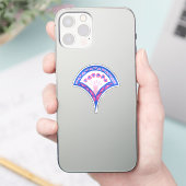Blaues Damastmuster Aufkleber (Telefon)
