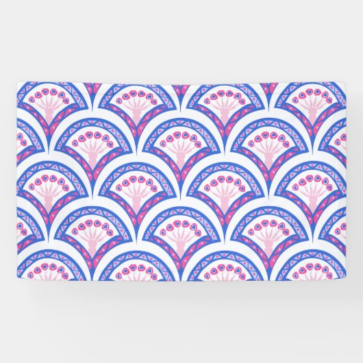 Blaues Damastmuster Banner (Horizontal)