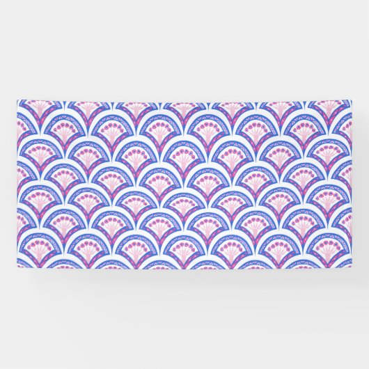 Blaues Damastmuster Banner (Horizontal)