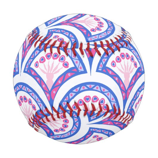 Blaues Damastmuster Baseball (Vorderseite)