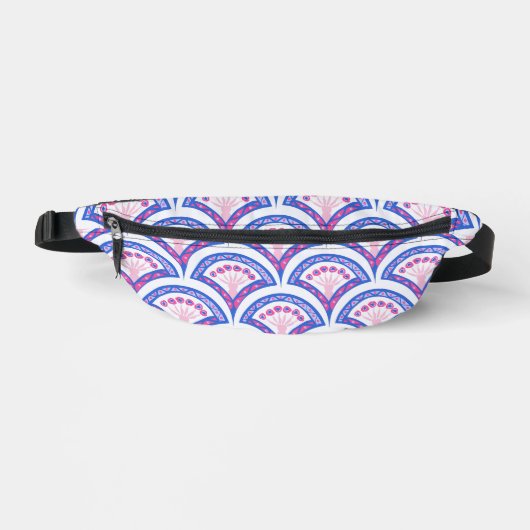 Blaues Damastmuster Bauchtasche (Vorderseite)