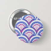 Blaues Damastmuster Button (Vorne & Hinten)