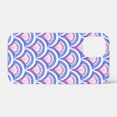 Blaues Damastmuster Case-Mate iPhone Hülle (Rückseite (Horizontal))