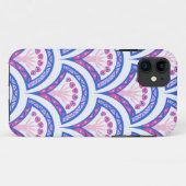 Blaues Damastmuster Case-Mate iPhone Hülle (Rückseite (Horizontal))