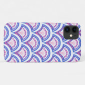 Blaues Damastmuster Case-Mate iPhone Hülle (Rückseite (Horizontal))