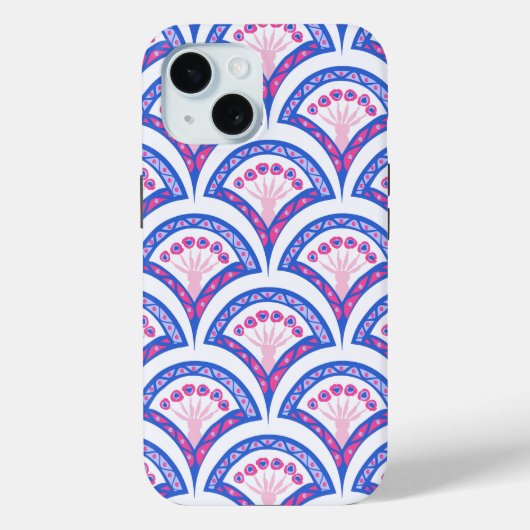 Blaues Damastmuster Case-Mate iPhone Hülle (Rückseite)