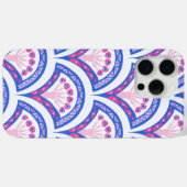 Blaues Damastmuster Case-Mate iPhone Hülle (Rückseite (Horizontal))
