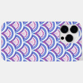 Blaues Damastmuster Case-Mate iPhone Hülle (Rückseite (Horizontal))