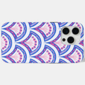 Blaues Damastmuster Case-Mate iPhone Hülle (Rückseite (Horizontal))