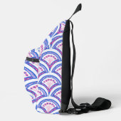 Blaues Damastmuster Crossbody Bag (Rechts)