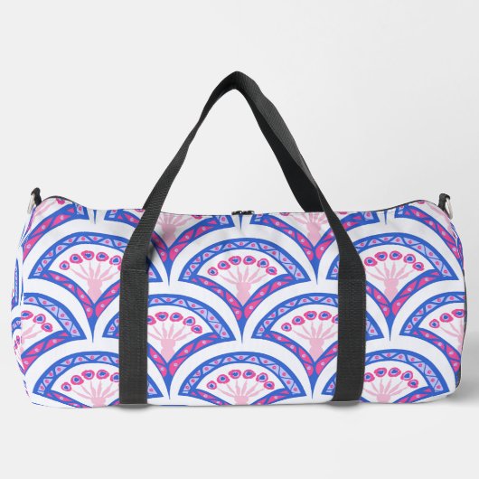 Blaues Damastmuster Duffle Bag (Vorderseite)