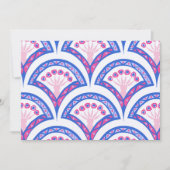 Blaues Damastmuster Feiertagskarte (Vorderseite)