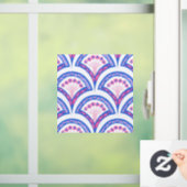 Blaues Damastmuster Fensteraufkleber (Zuhause)