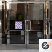 Blaues Damastmuster Fensteraufkleber (Büro Tür)