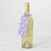 Blaues Damastmuster Flaschenanhänger (Angewinkelt)