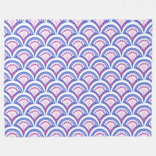 Blaues Damastmuster Fleecedecke (Vorderseite (Horizontal))
